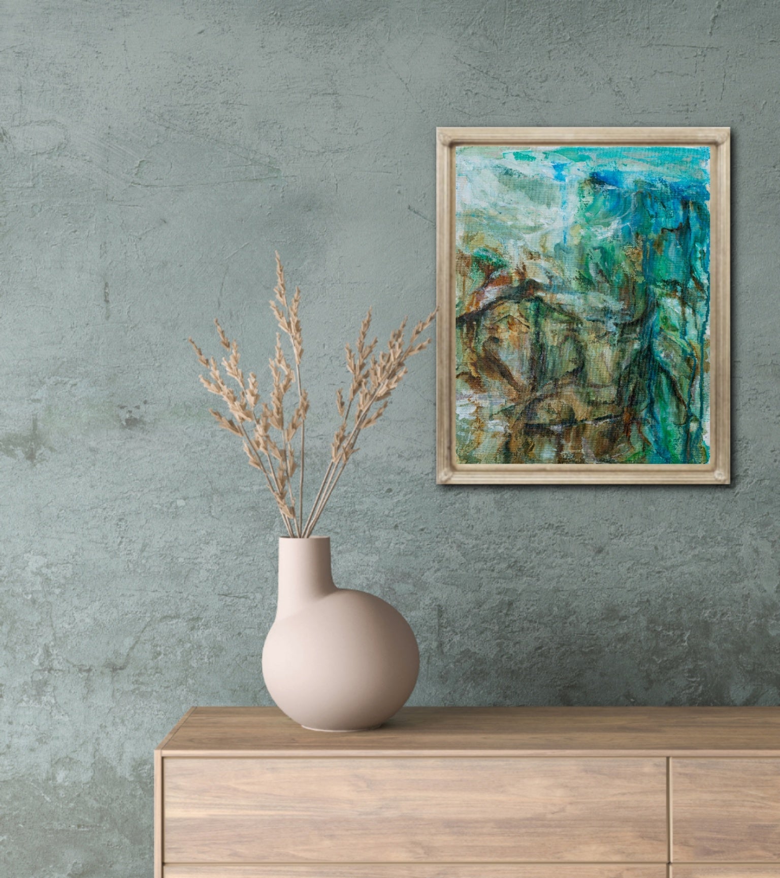Atmospheric soothing abstract paintings, Alison Boothroyd