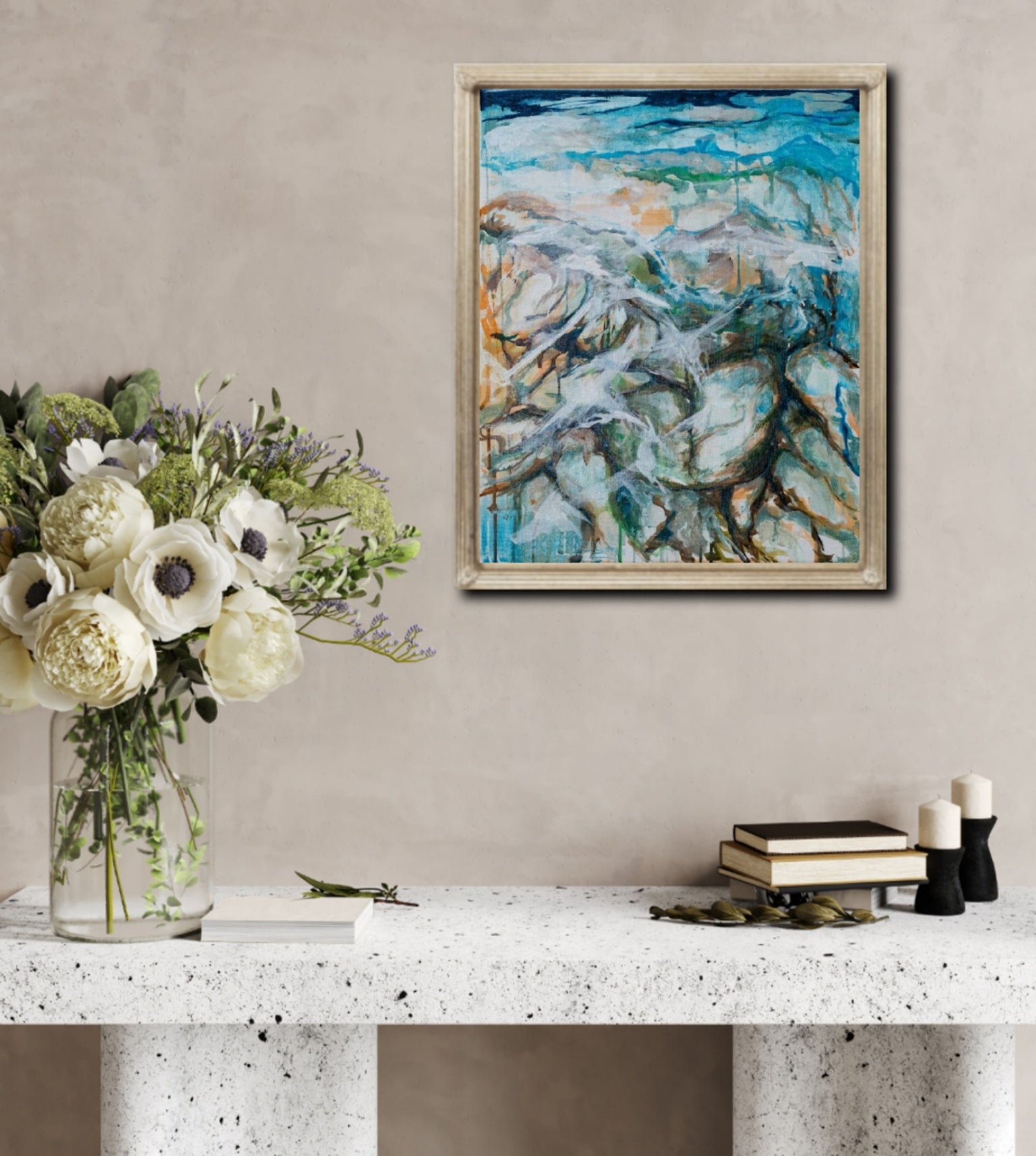 Atmospheric soothing abstract paintings, Alison Boothroyd